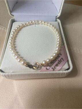 Child's Cultured Pearl Bracelet with 14kt Yellow Gold Bracelet